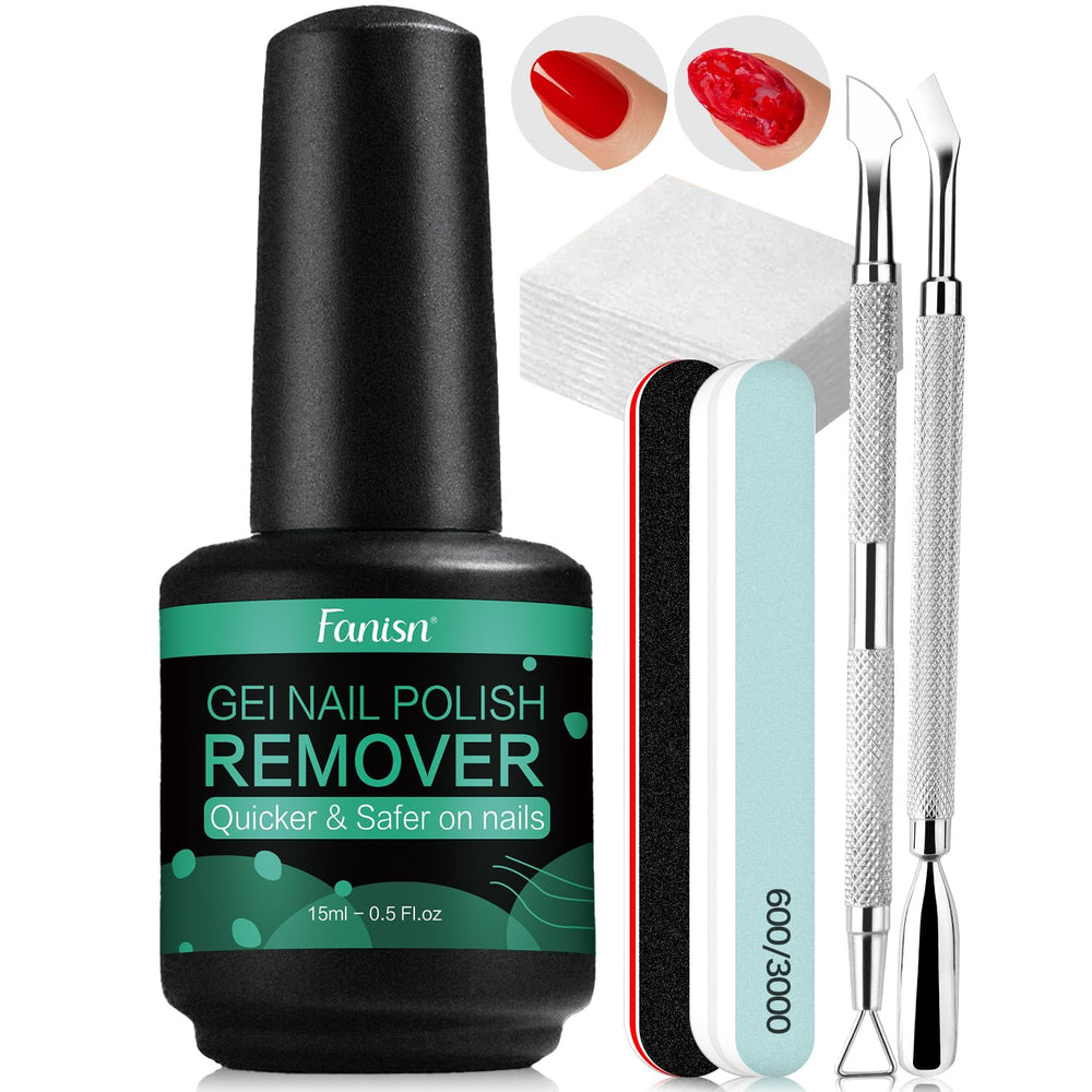 Fanisn gel nail polish remover kit contents for easy at-home manicure prep.