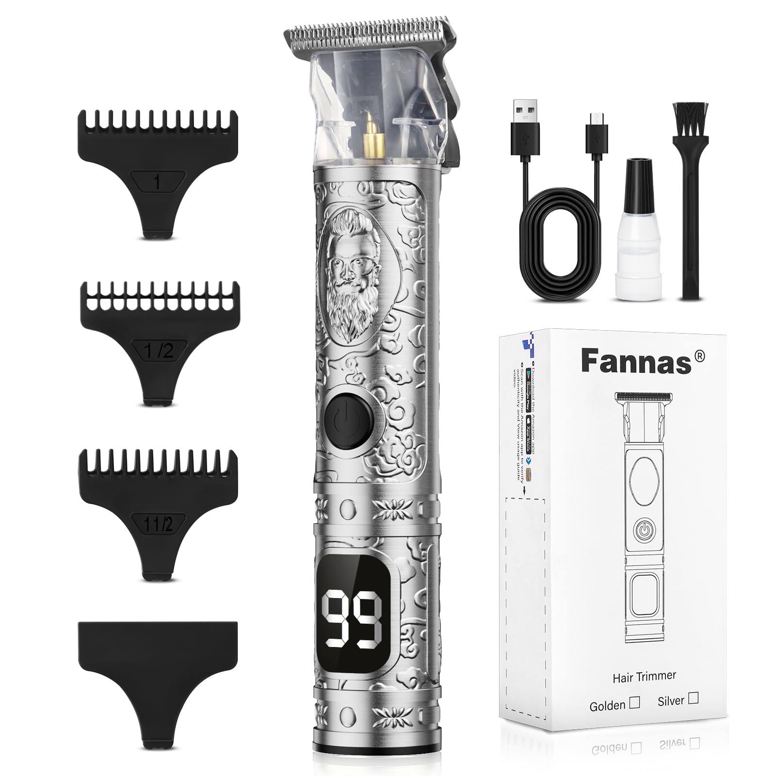 Fannas Hair Clippers cordless USB recharge system for on the go trimming