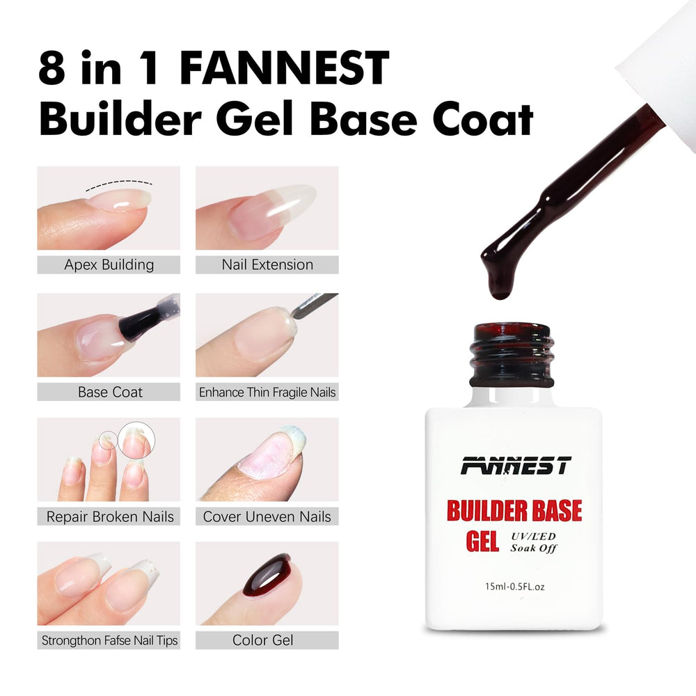 FANNEST Cherry Red Builder Gel demonstrates self leveling texture for easy application