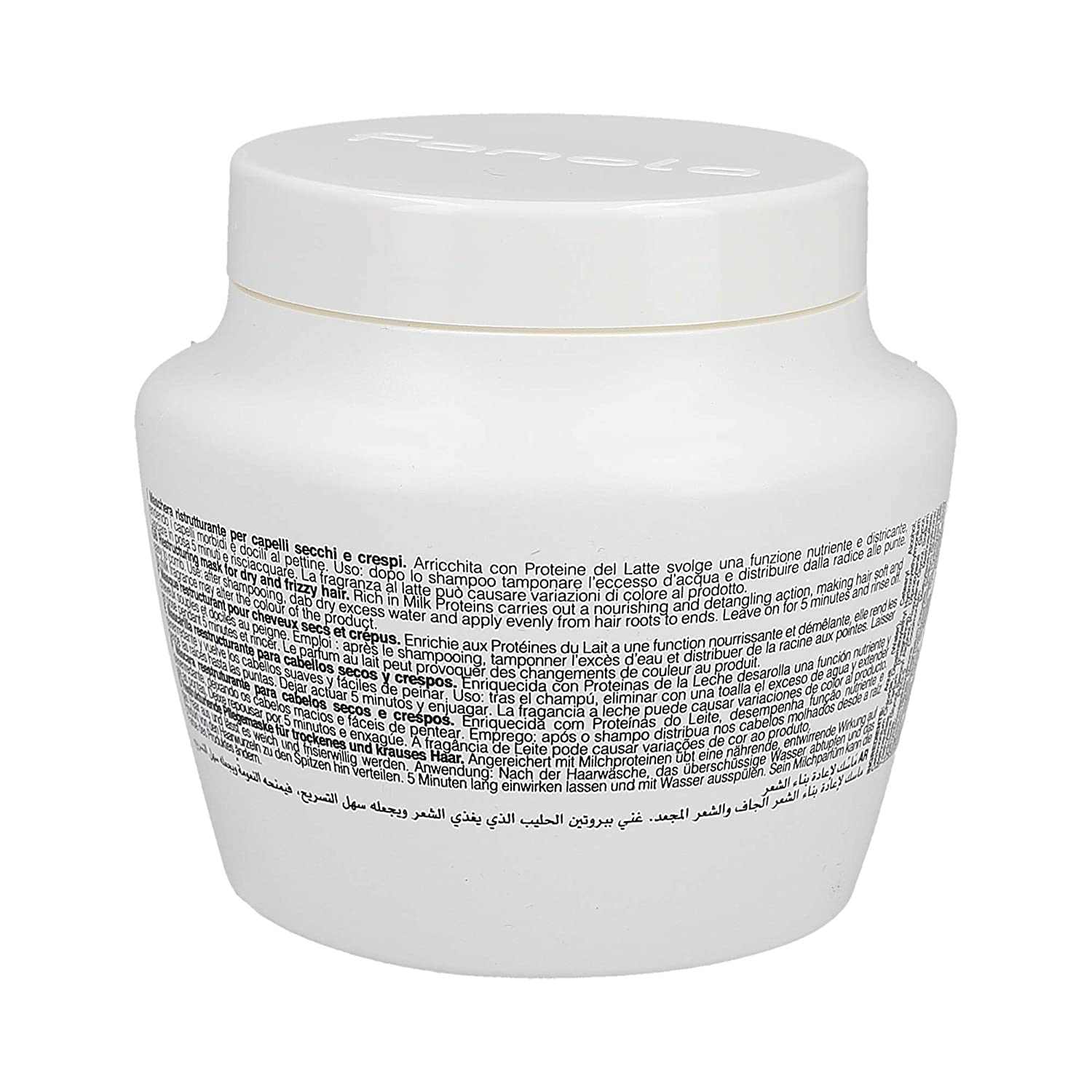 Fanola Deep Conditioning Hair Mask milk proteins closeup highlights nourishing protein benefits for smoother strands.