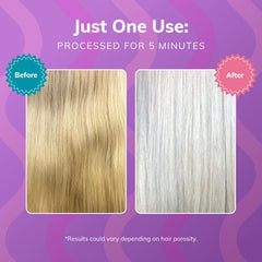 Fanola No Yellow purple shampoo used on grey hair to soften brass tones.