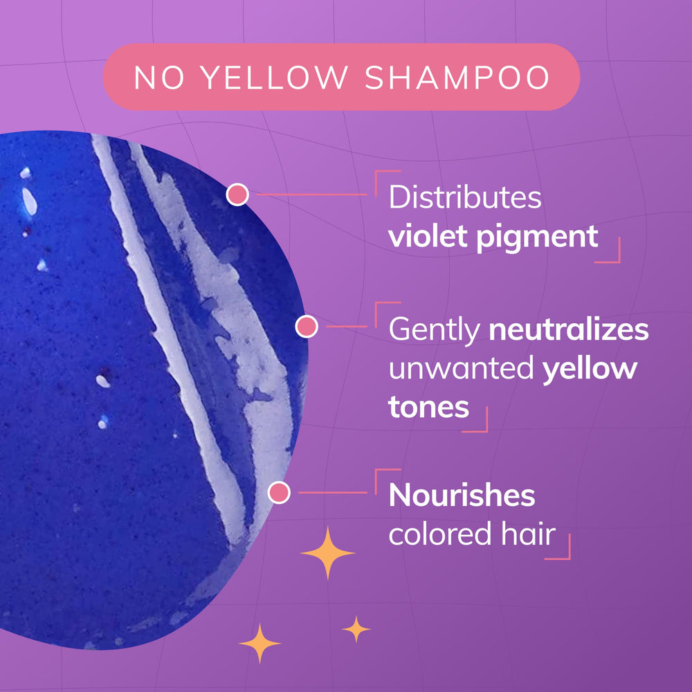 Fanola No Yellow purple shampoo lather reveals violet tint for cool-toned blondes.