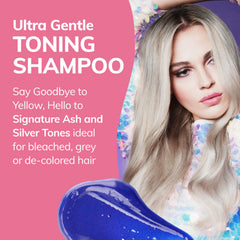 Fanola No Yellow shampoo foam demonstrating rich lather for brassy neutralization.