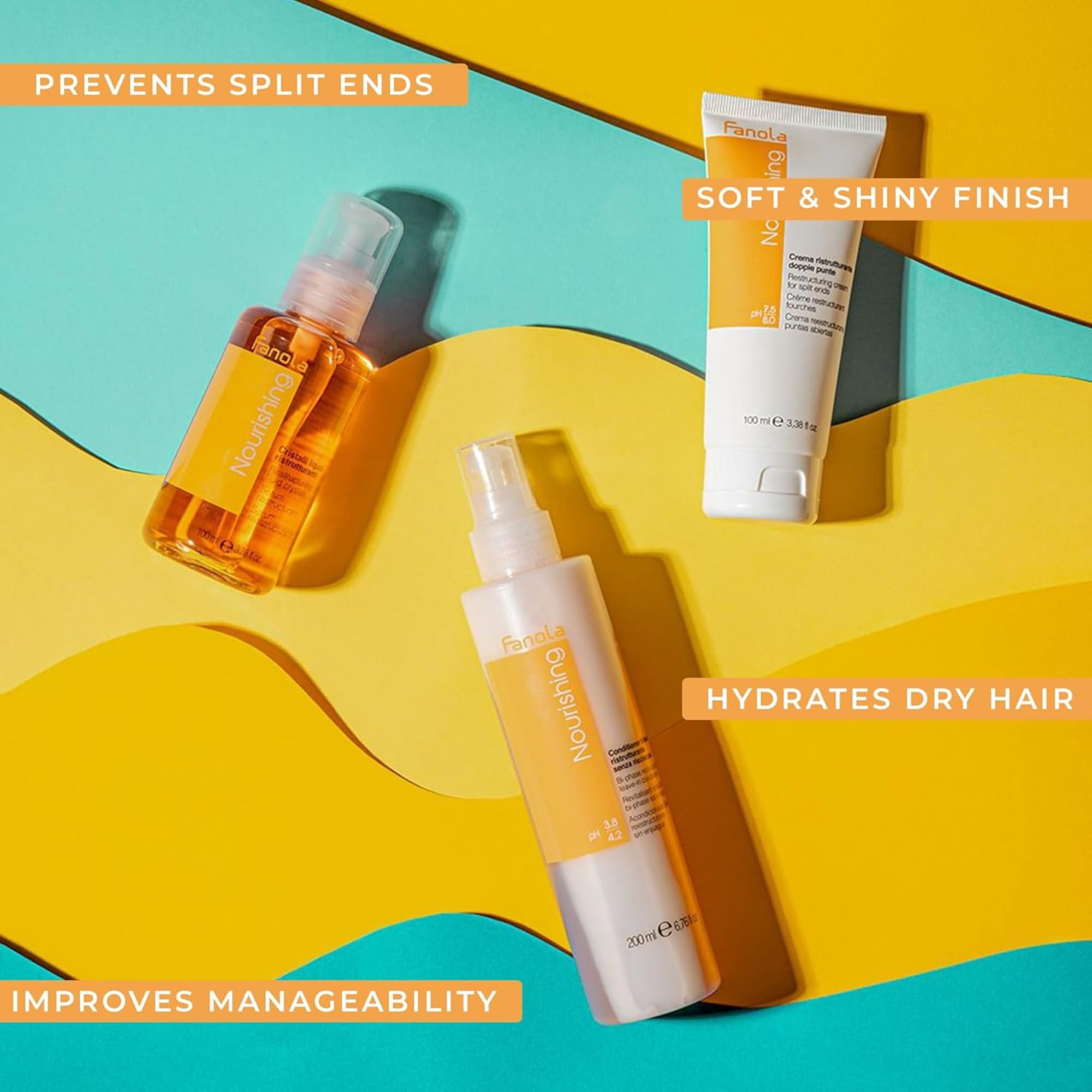 Fanola professional Italian hair care range highlights salon-grade quality for diverse hair.