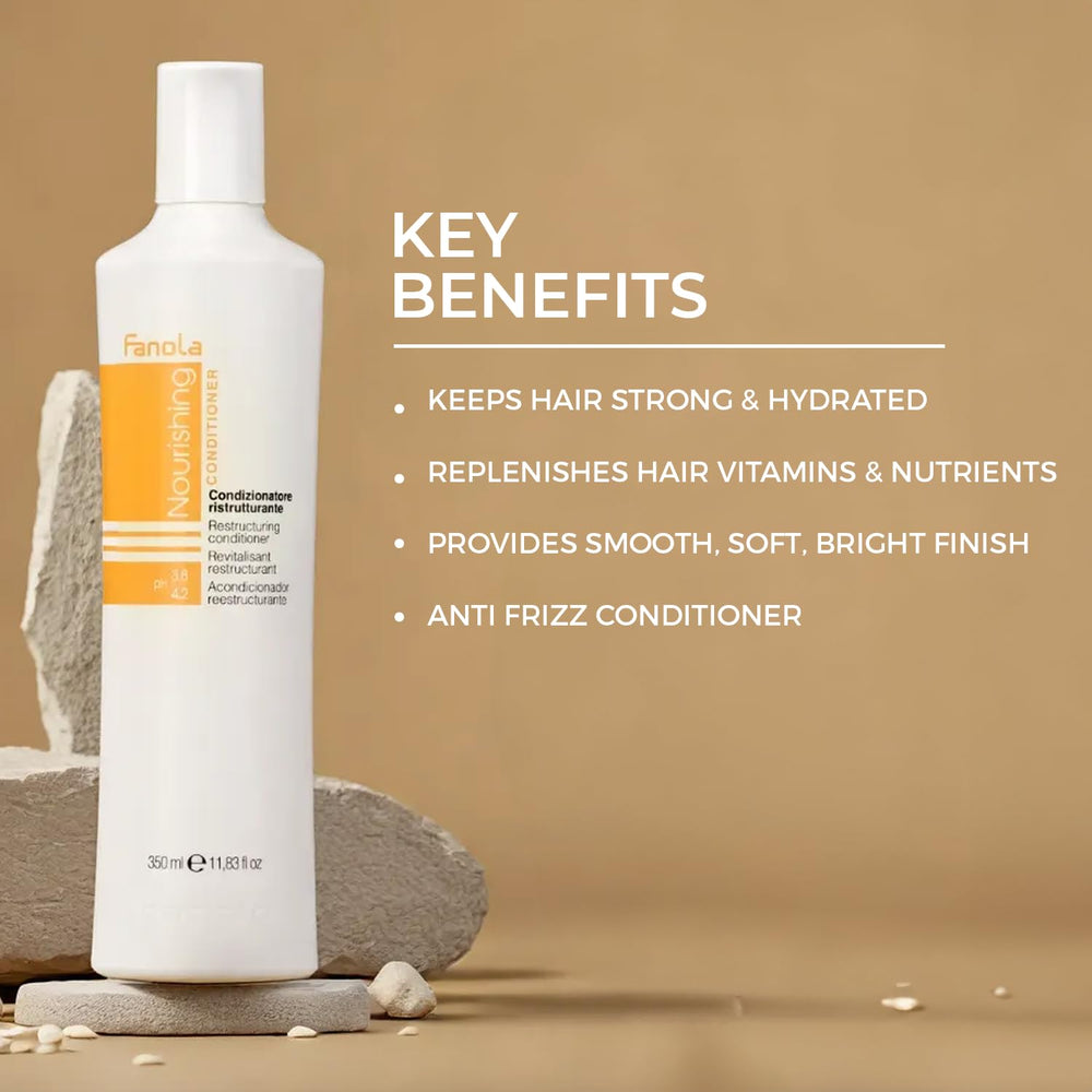 Fanola Restructuring Hair Conditioner applied in styling shot demonstrates smoothing effect
