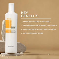 Fanola Restructuring Hair Conditioner applied in styling shot demonstrates smoothing effect