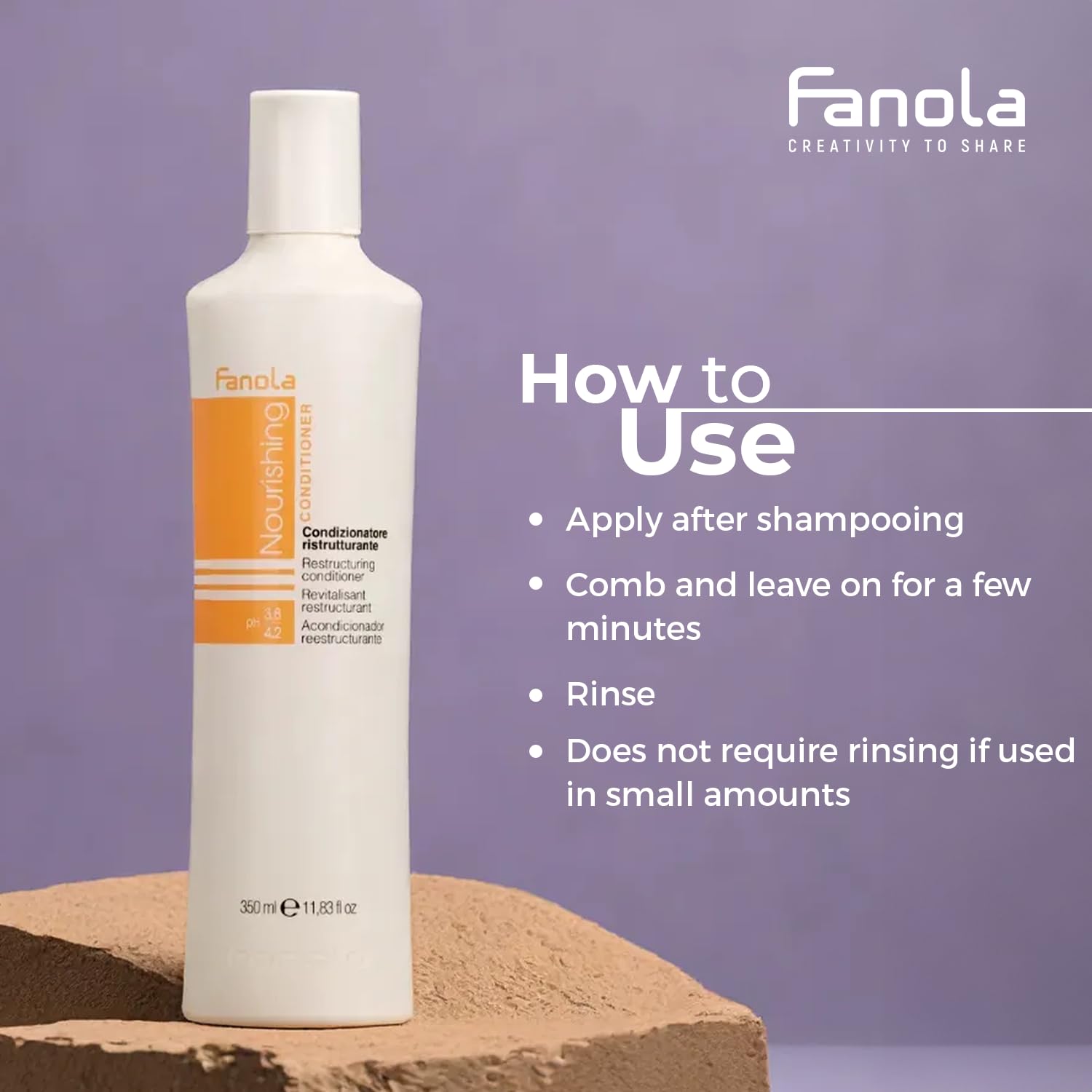 Fanola Restructuring Hair Conditioner texture close-up highlights creamy milk-based nourishment