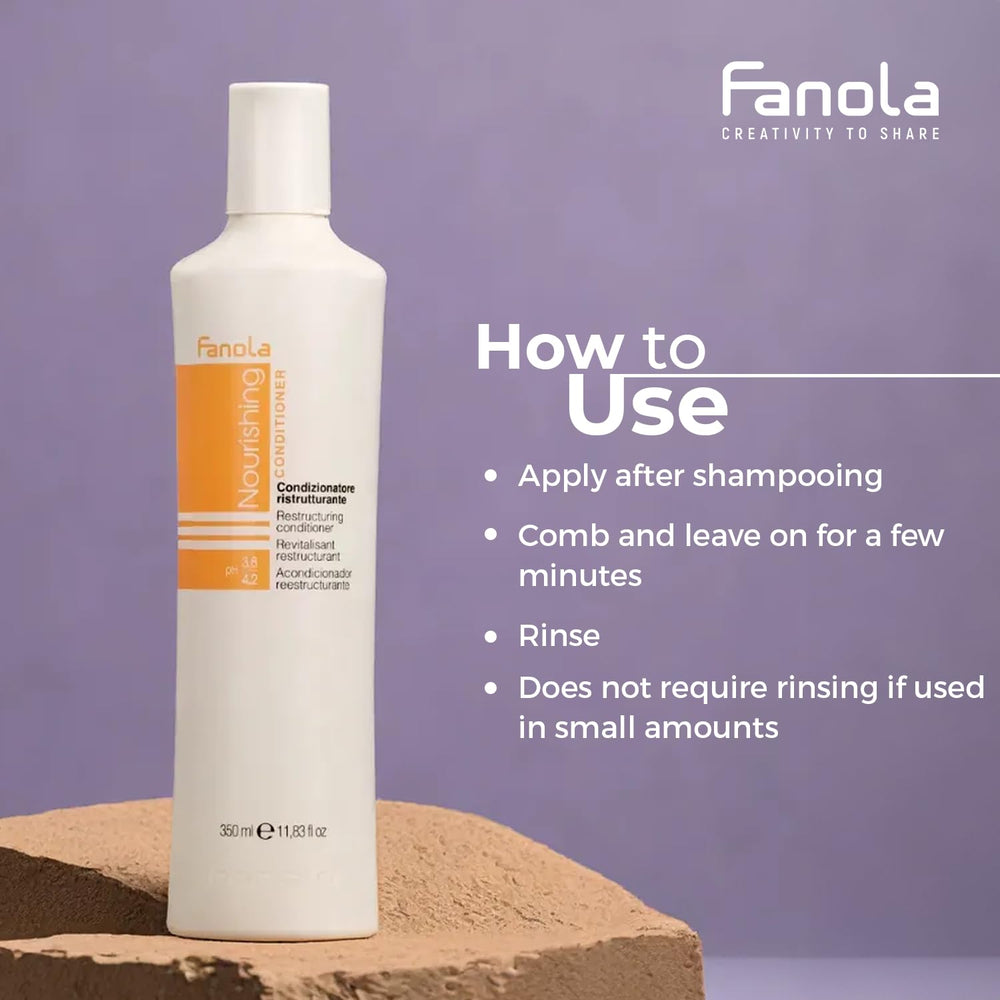 Fanola Restructuring Hair Conditioner texture close-up highlights creamy milk-based nourishment
