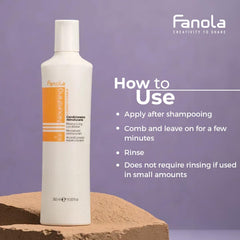 Fanola Restructuring Hair Conditioner texture close-up highlights creamy milk-based nourishment