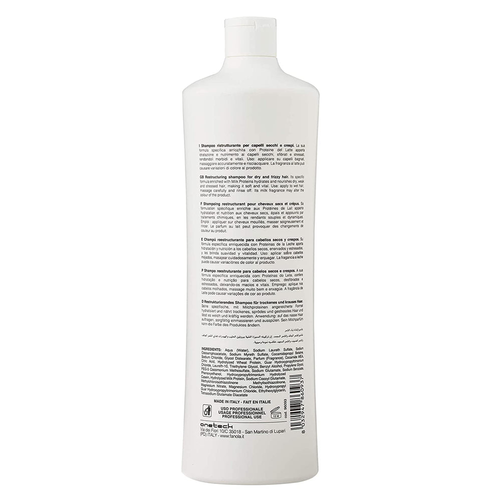 Daily-use Fanola Restructuring Shampoo on dry brittle hair preparation
