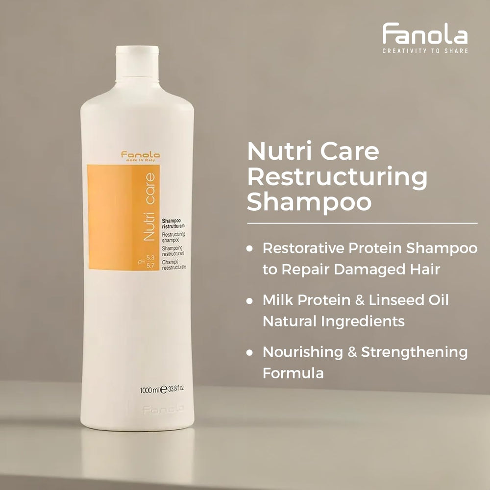 Rinse moment with Fanola Restructuring Shampoo and clean scalp