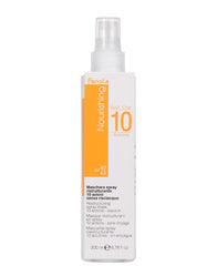 Fanola Restructuring Spray Mask bottle provides hydration and frizz control for damaged hair.