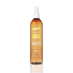 Fantasia Spritz Mega Hold Spray bottle demonstrates fast-drying, long-lasting hold.