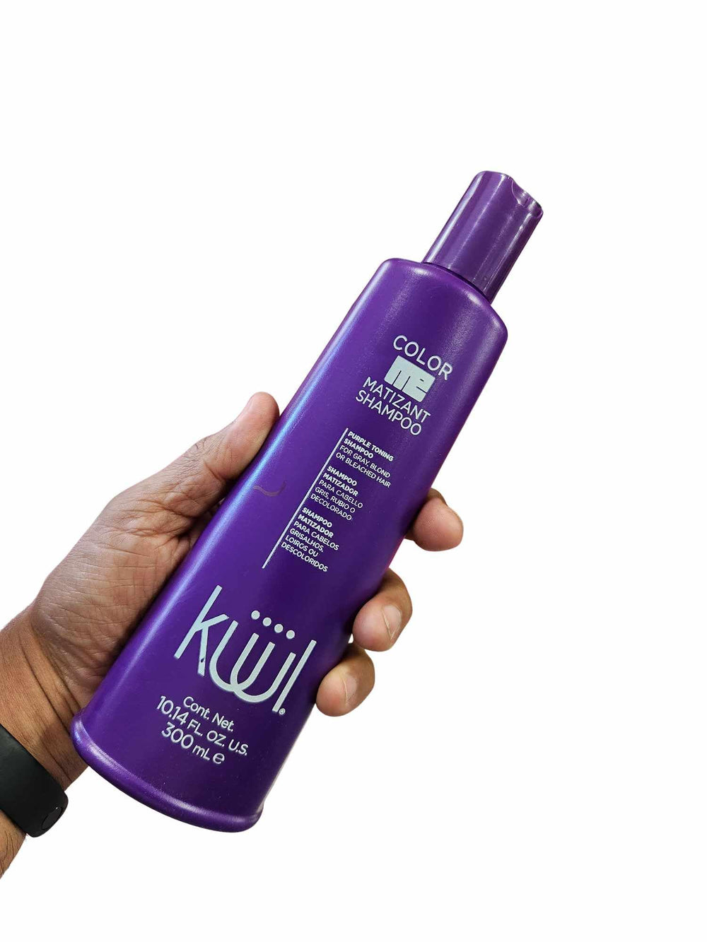 Fantasy Nails Kuul Matizant Shampoo purple tint closeup highlighting cool-toned color accent.