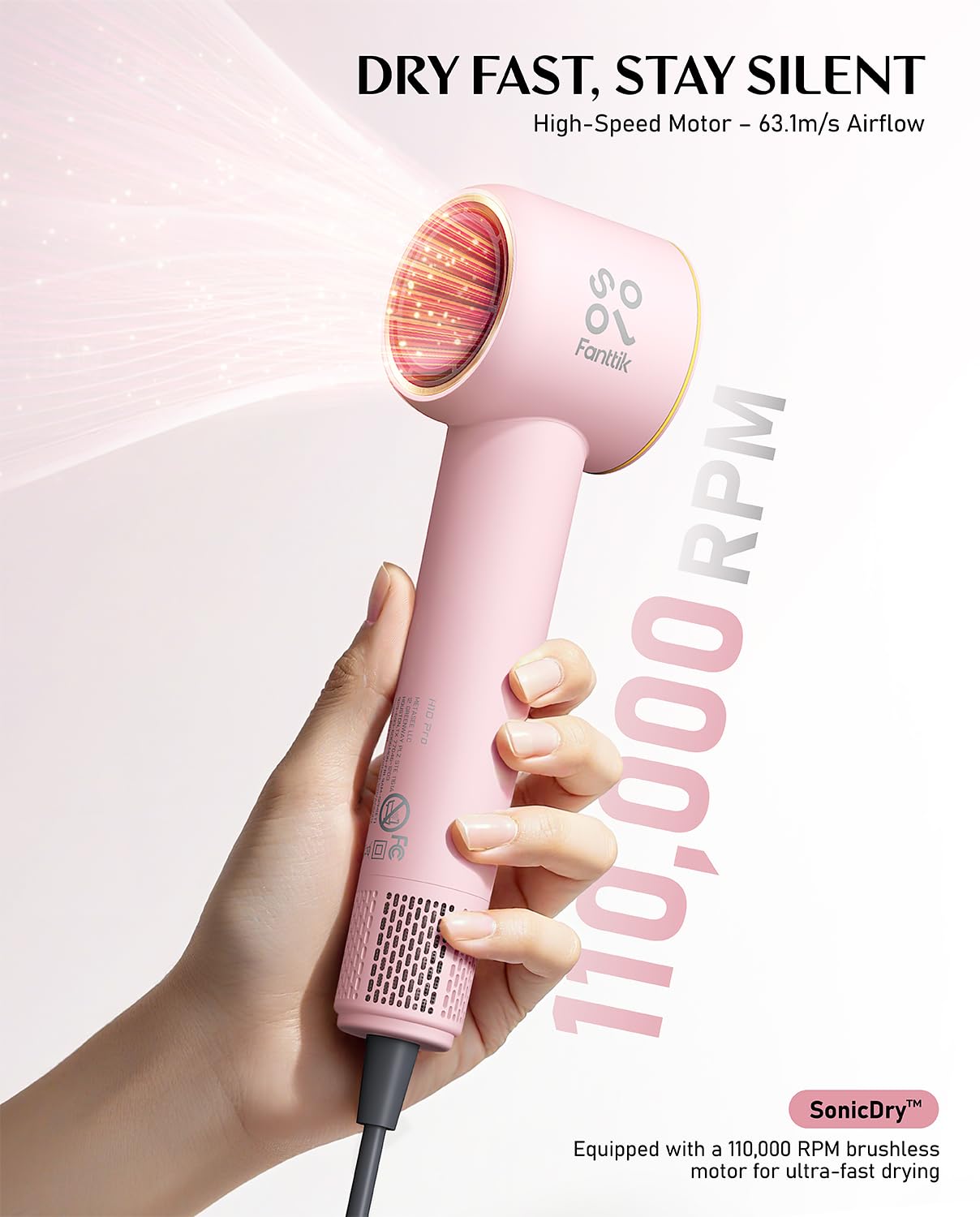 Fanttik Solo SonicDry H10 PRO lightweight-0-72lb design eases travel and one-handed use