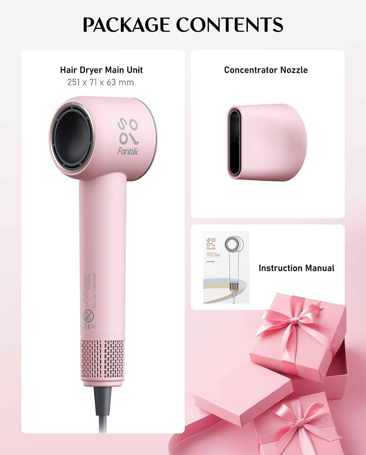 Fanttik Solo SonicDry H10 PRO travel-friendly ergonomic grip for comfortable styling