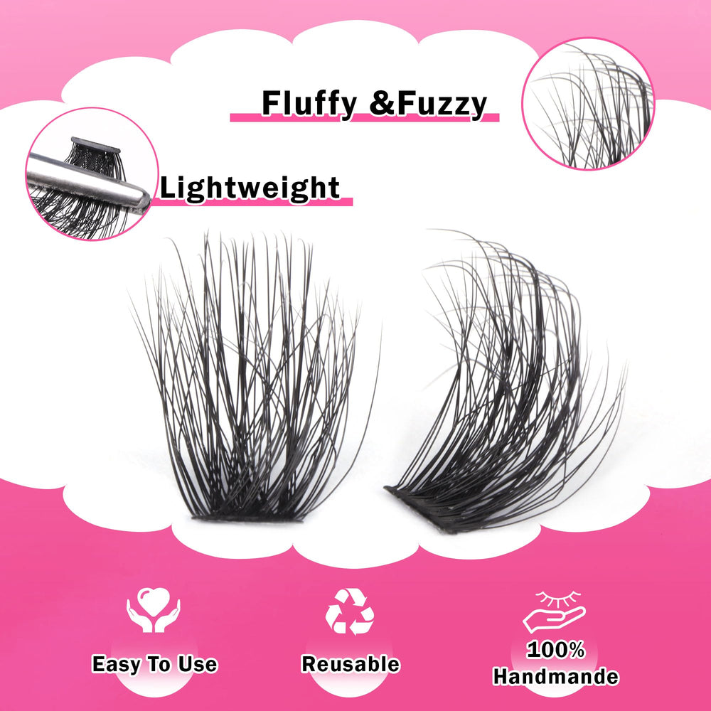 Fanxiton 10-18 mm lash clusters close-up showing natural 3D look.