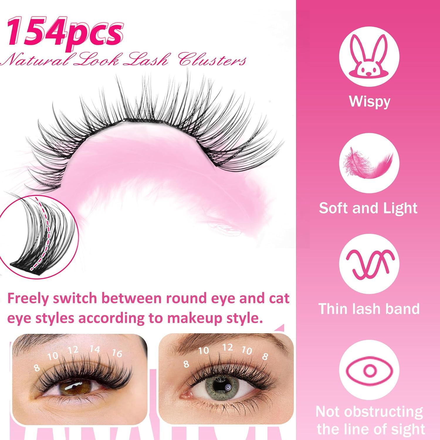 FANXITON-d-curvature-lashes image demonstrates natural line with comfortable fit.