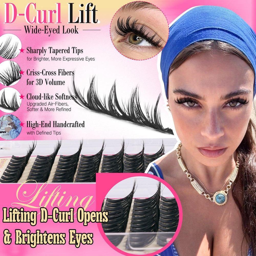 Fanxiton Lashes Clusters with natural D curl for open eyes.