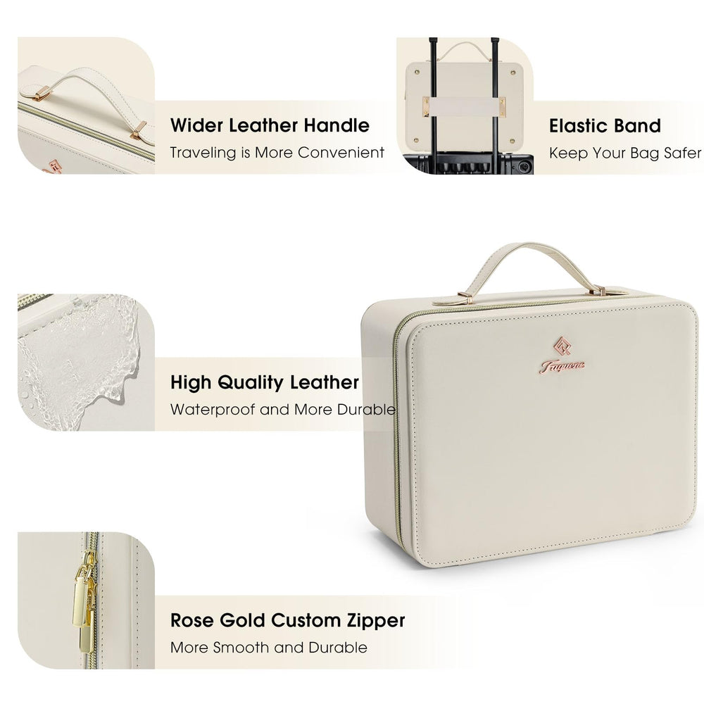 Faquenc LED mirror makeup case offers brightness control for precise makeup.