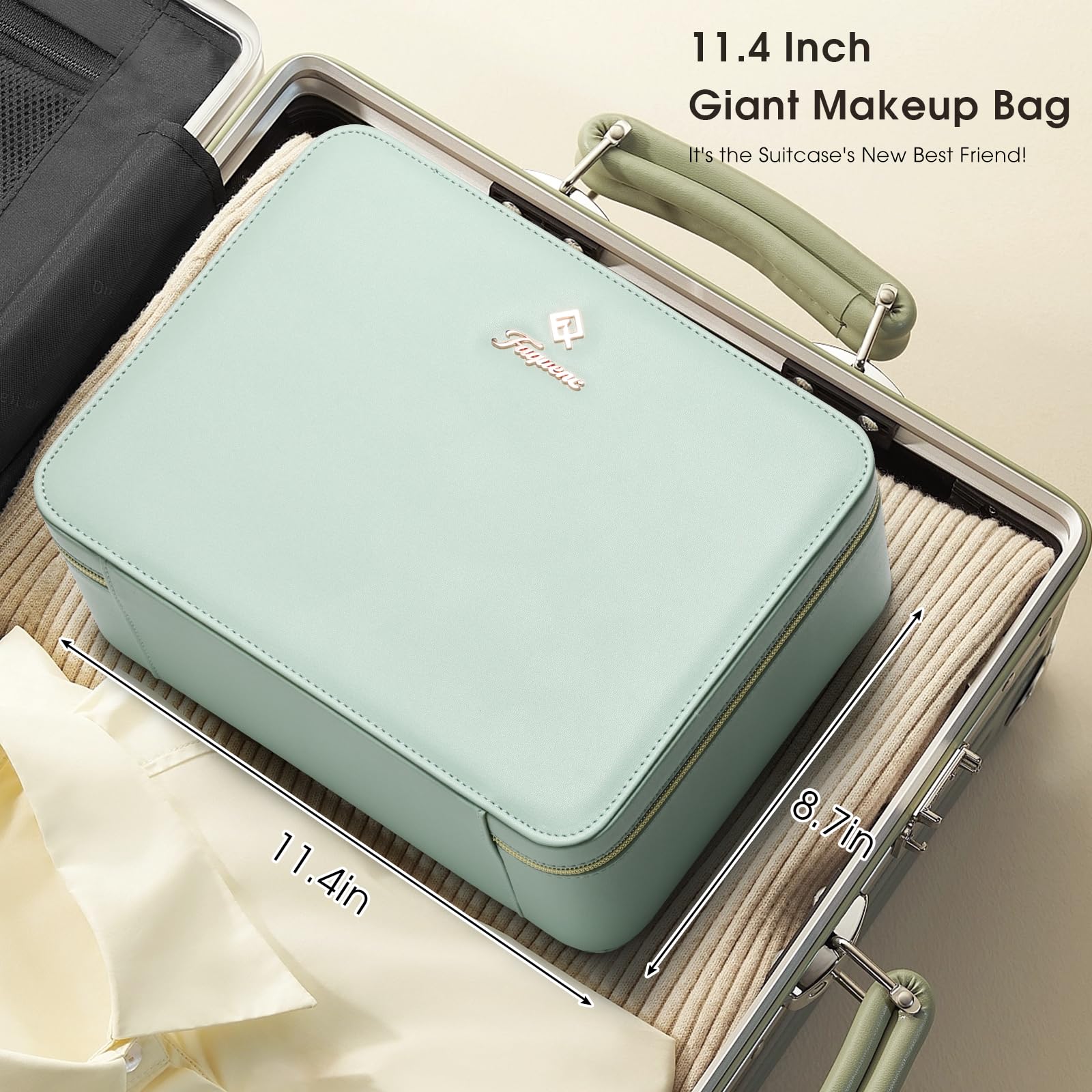 Faquenc makeup case with brush holder stores brushes neatly for quick access
