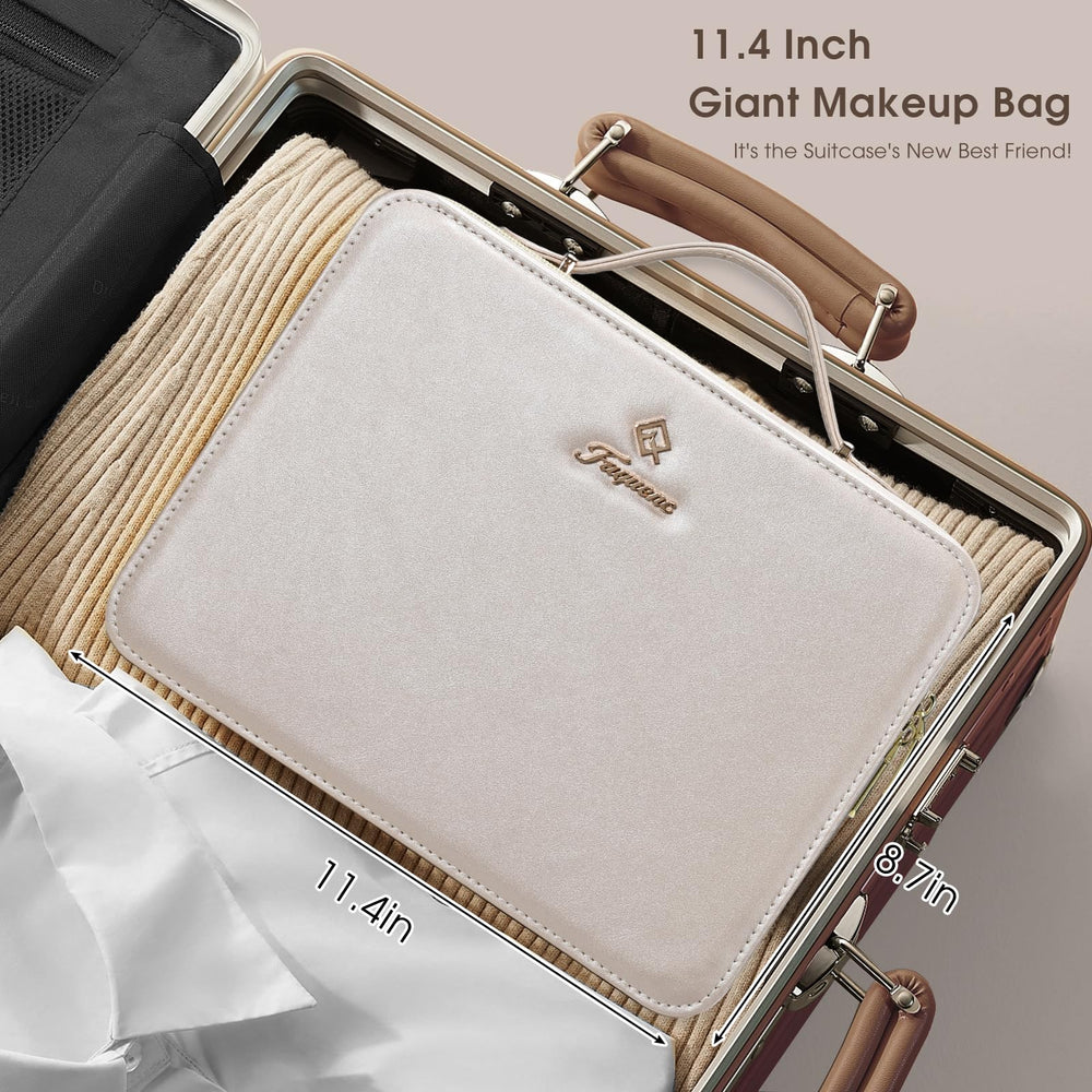 Faquenc leather makeup case detachable mirror doubles as handheld mirror.