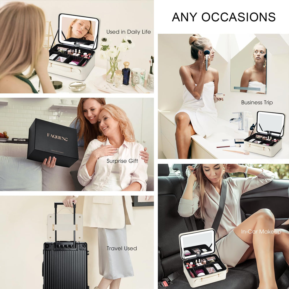 Faquenc makeup case includes Type-C cable for convenient charging anywhere.