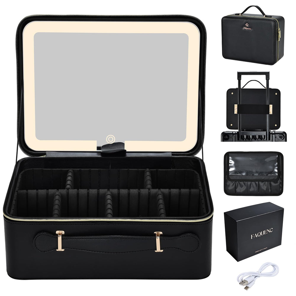 Faquenc LED mirror open view enables precise makeup application with bright, adjustable lighting