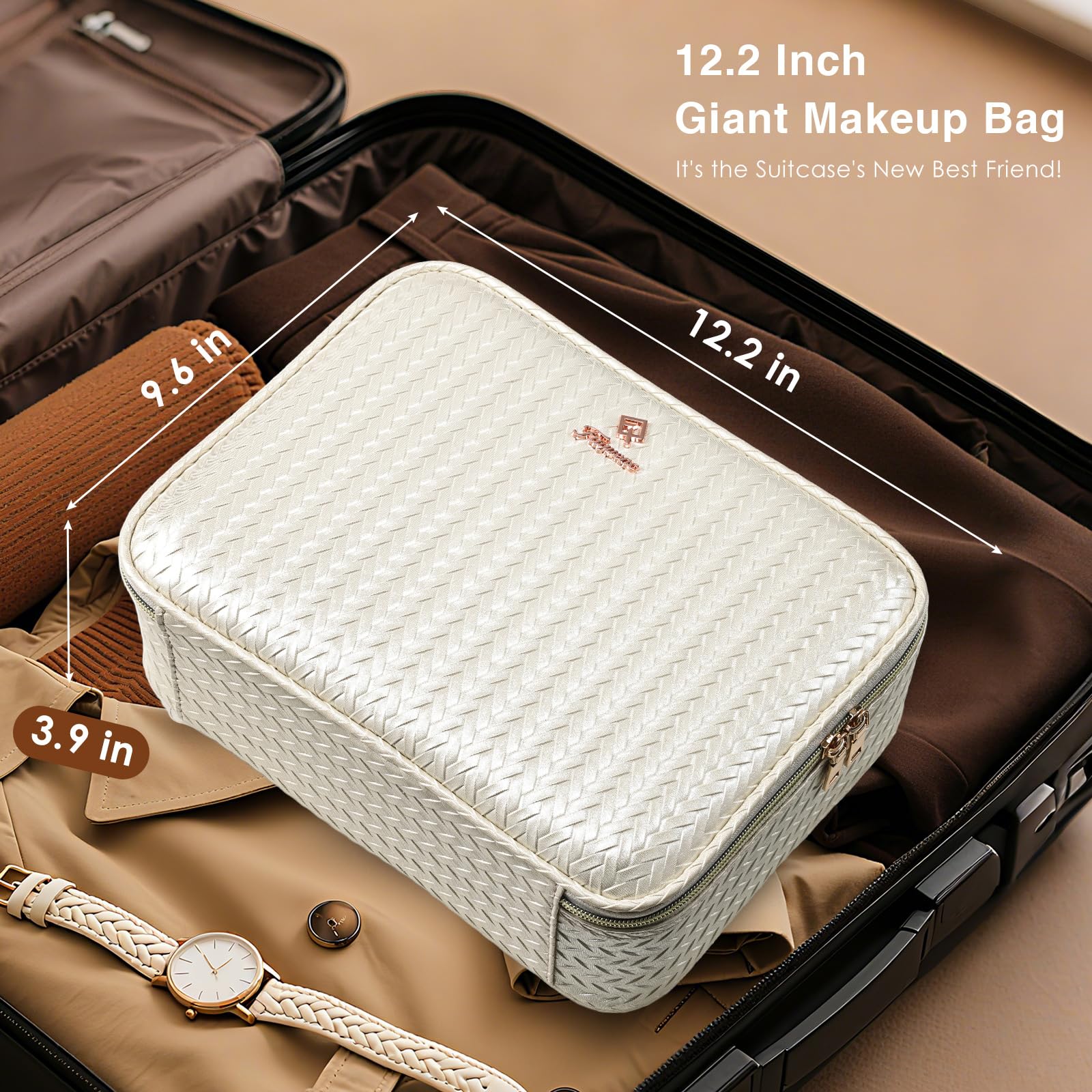 Faquenc makeup bag ergonomic handle—comfortable carry during travel.