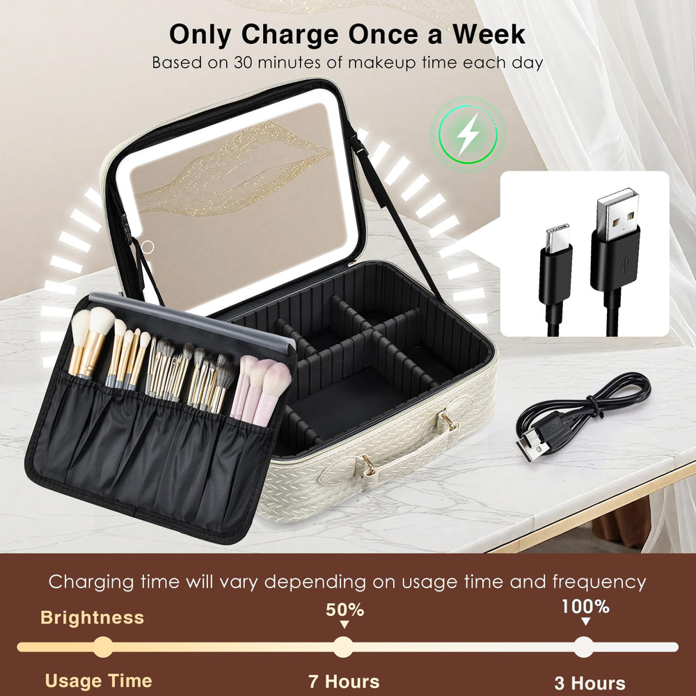 Faquenc makeup bag open layout—spacious organization for essentials.
