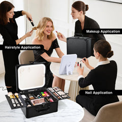 Faquenc makeup case featuring three-color fill light for natural tones.