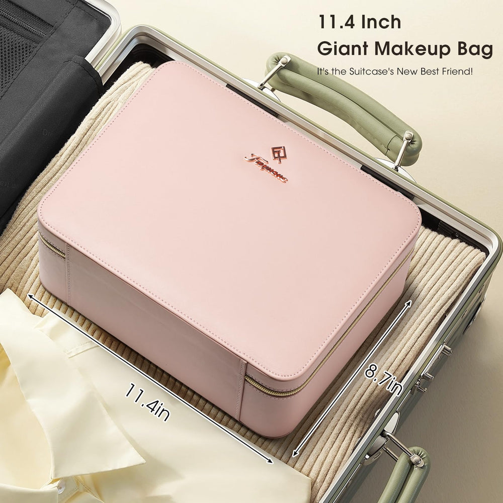 Faquenc travel cosmetic case highlights a gold zipper design for easy access