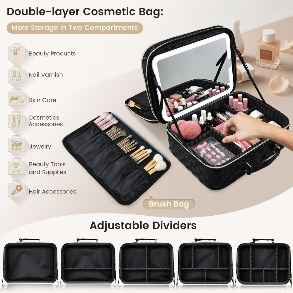 Faquenc two-tier organizer with detachable dividers secures cosmetics