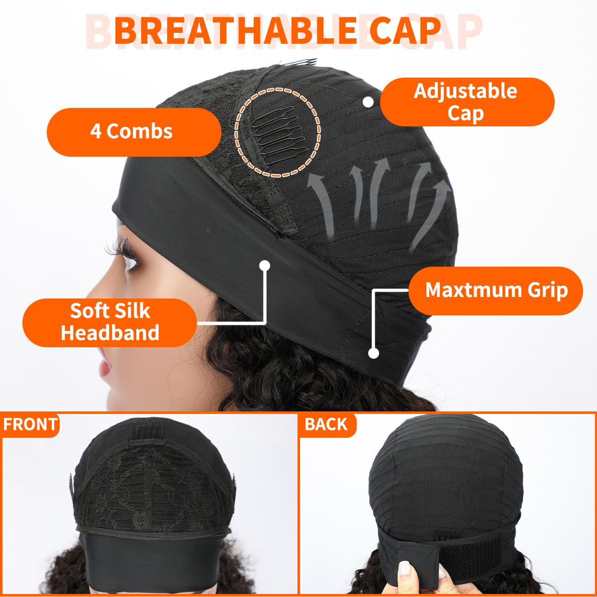 Fardoen headband wig packaging includes wig cap and lashes