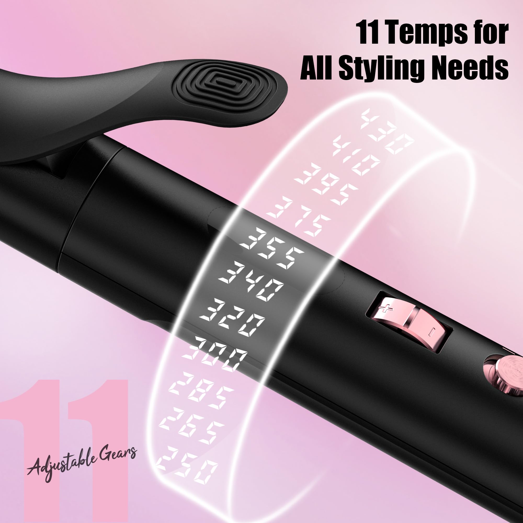 Farery curling iron with 11 temperature settings for versatile styling