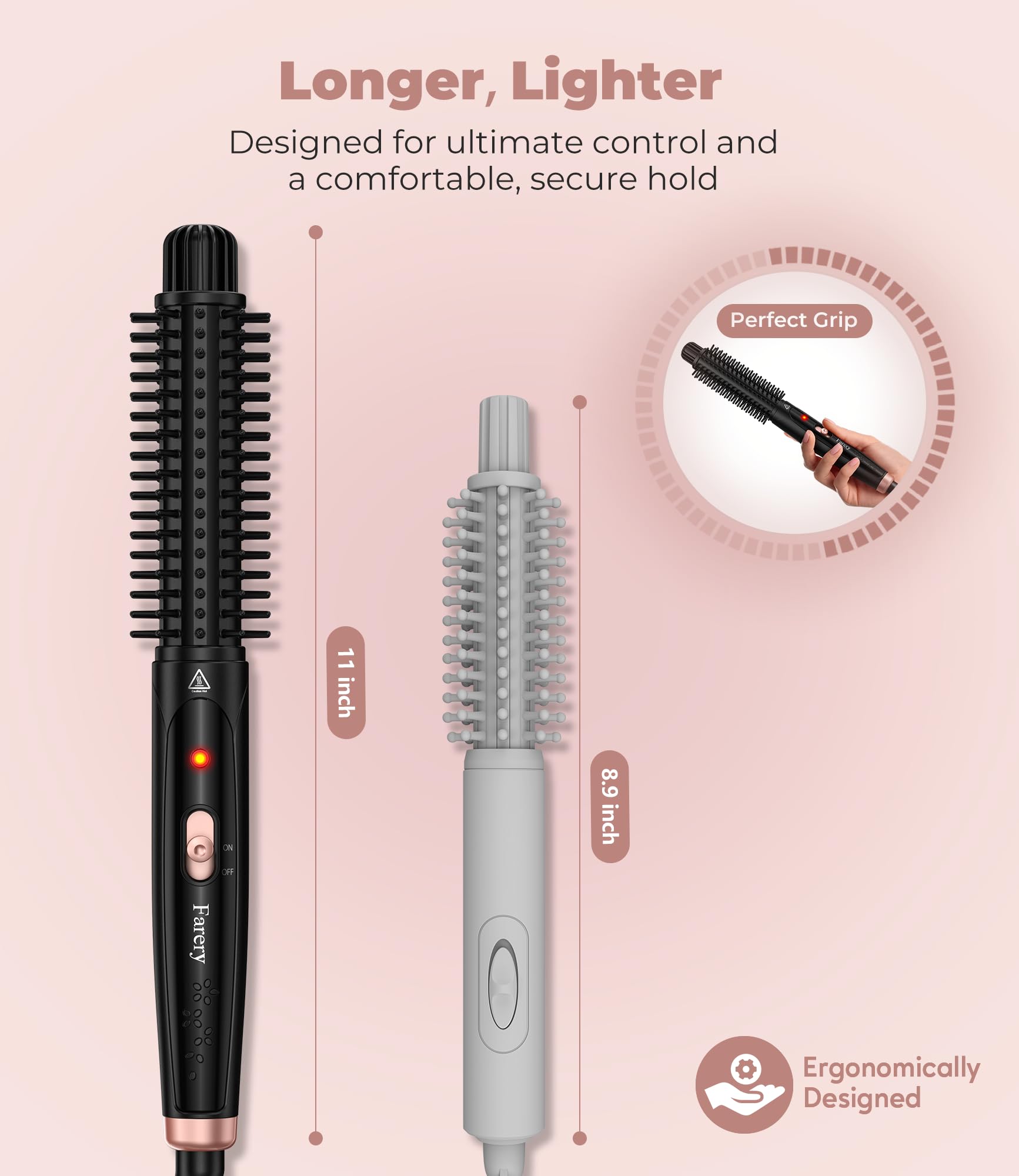 FARERY 1-Inch Thermal Brush 410°F heat enables fast salon-like curls.
