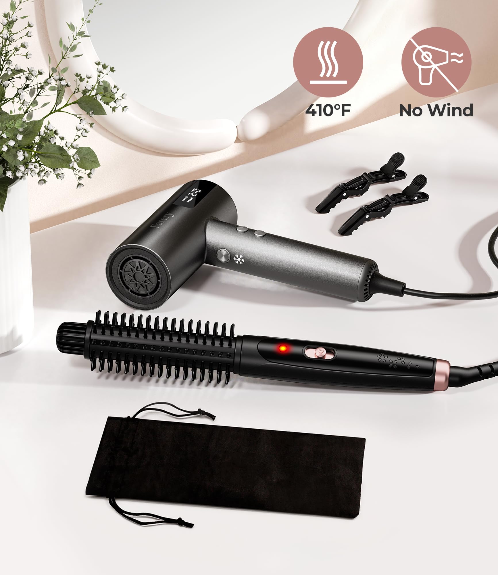 FARERY 1-Inch Thermal Brush dual voltage travel-ready for worldwide use.