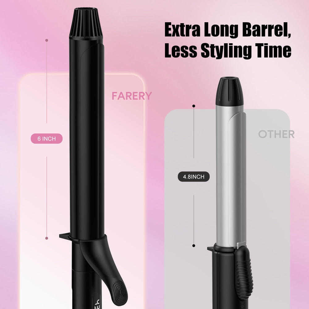 Farery argan oil and keratin infused barrel promotes shiny, nourished styling