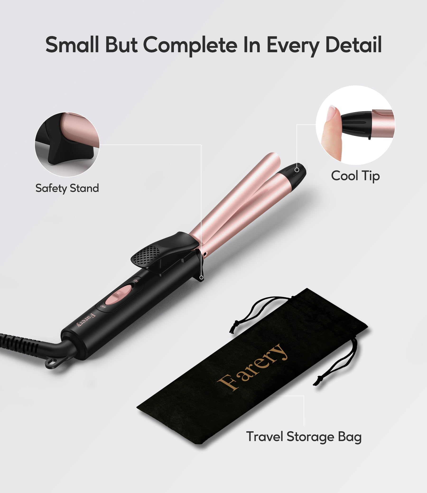 FARERY cool tip and safety stand prevent burns and protect surfaces