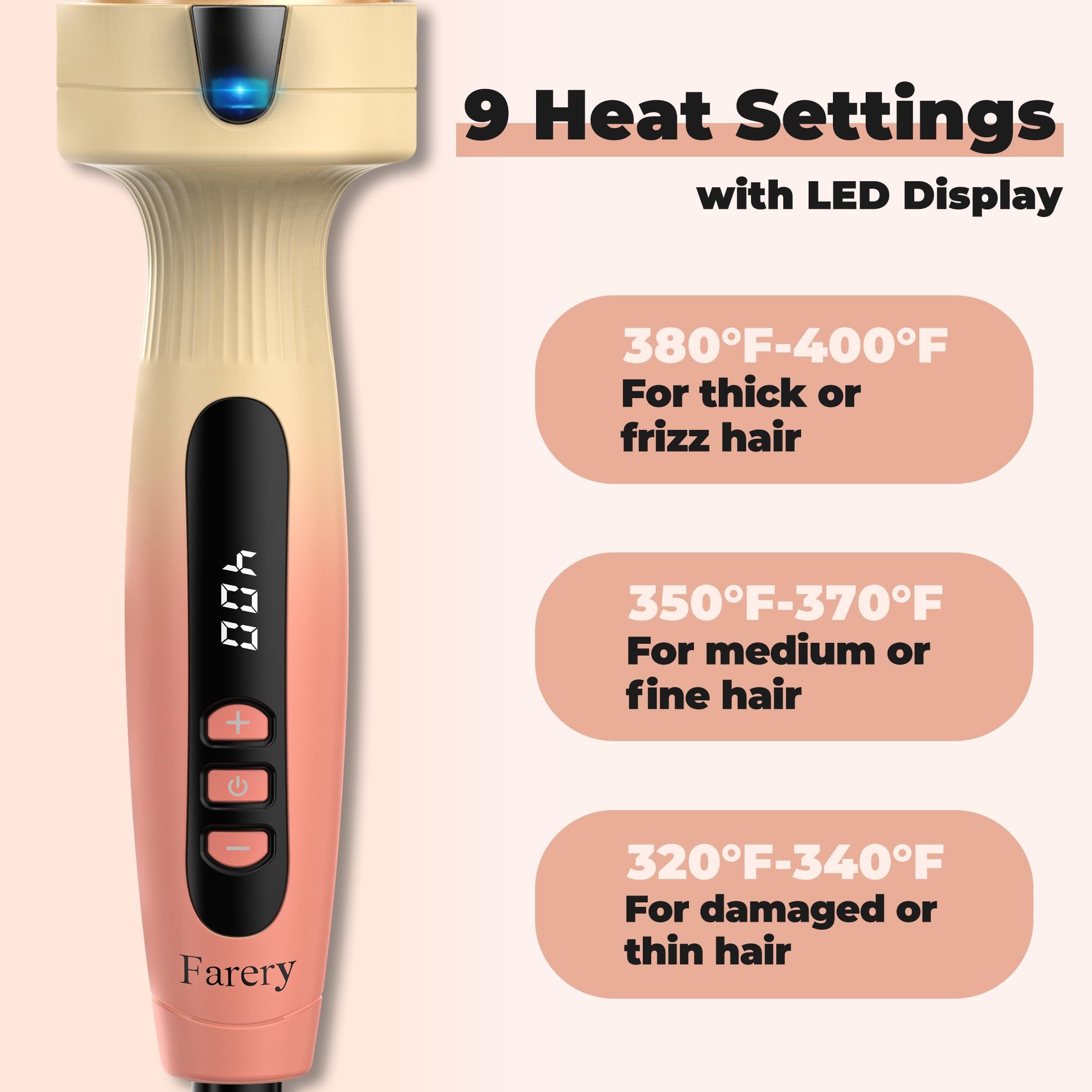 Farery ionic thermal brush 360-degree swivel cord for easy maneuverability during styling