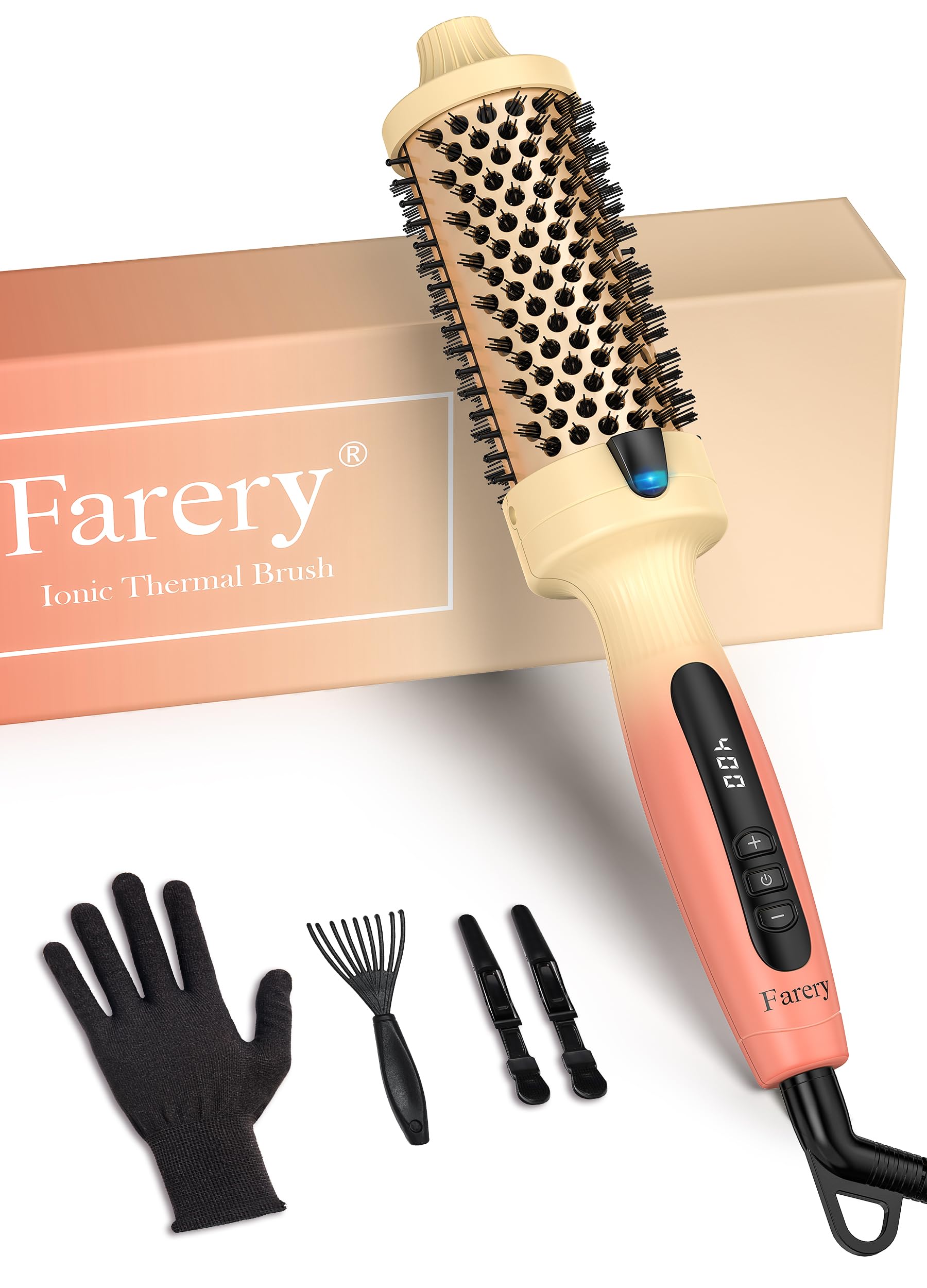 Farery ionic thermal brush close-up of 1-77-inch barrel for smooth curls and volume