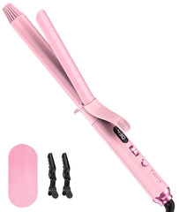FARERY long-barrel curling iron pink front view for quick, defined curls.