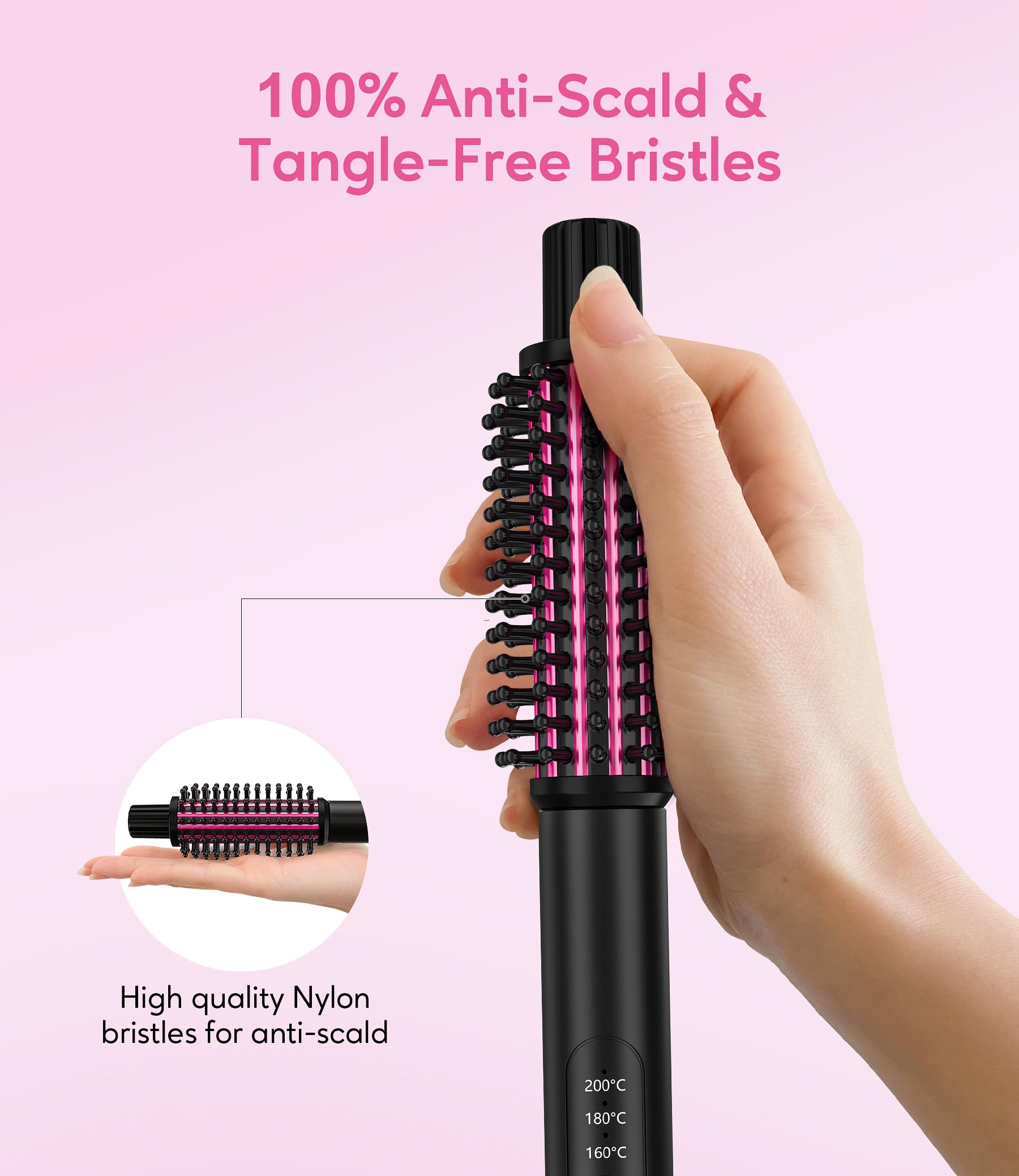 Farery Mini Thermal Brush 360 swivel cord reduces tangling during use.