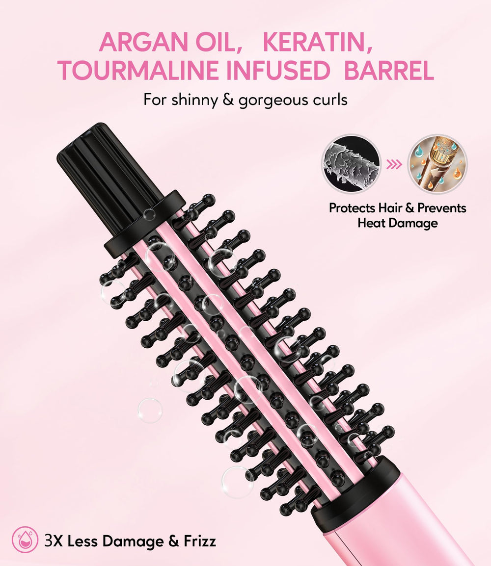 FARERY Mini Thermal Brush shows anti-scald bristles for safe, precise curling.