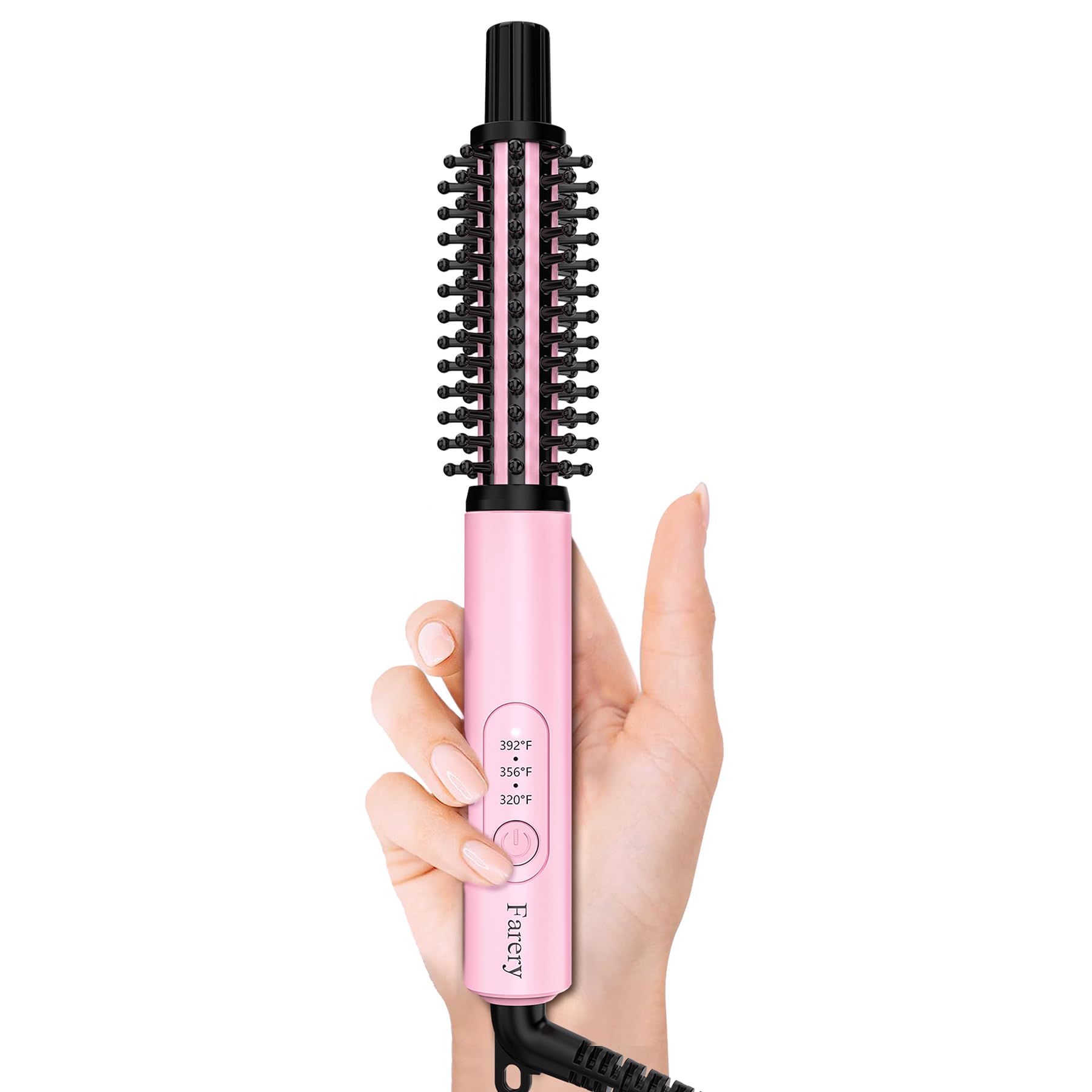 FARERY Mini Thermal Brush side view highlights portable design for quick on-the-go styling.
