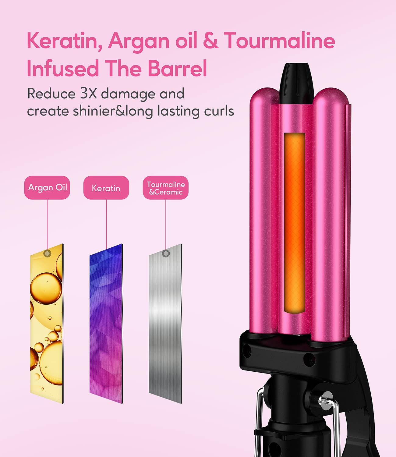 FARERY Mini Waver anti-scald tip and safety stand in action