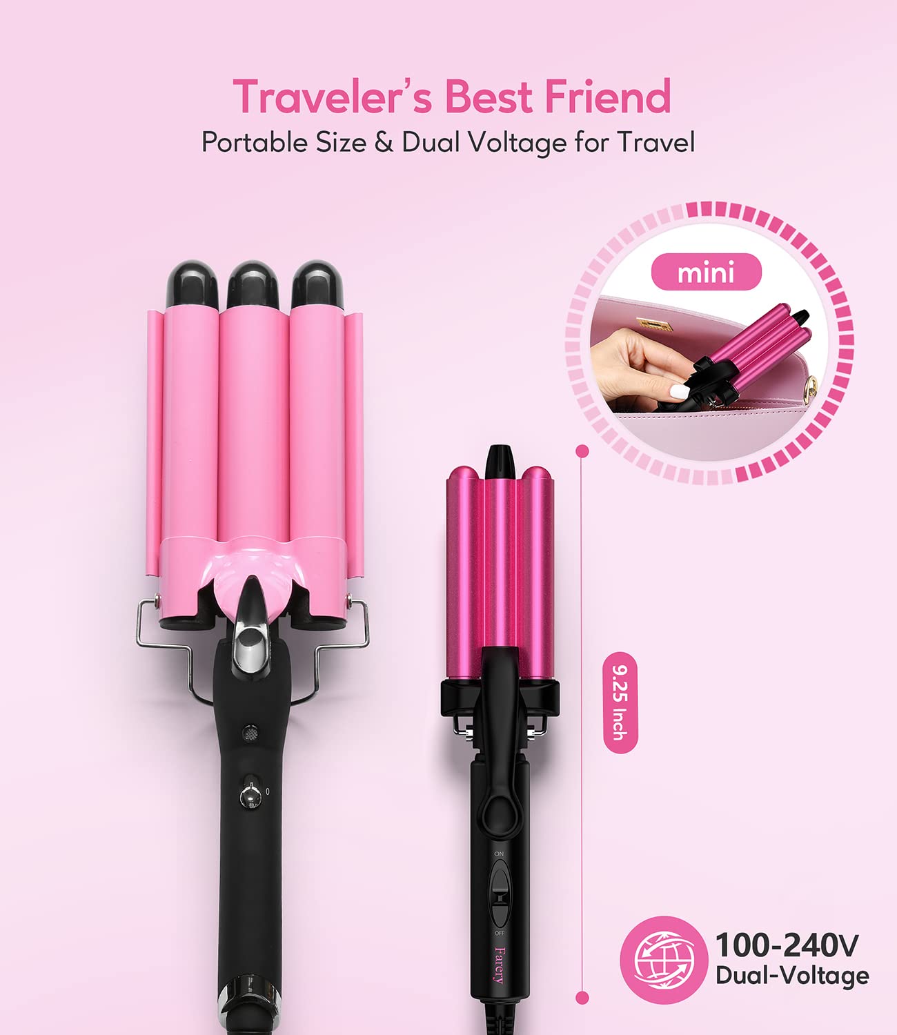 FARERY Mini Waver three-barrel waves demonstration for natural mermaid textures