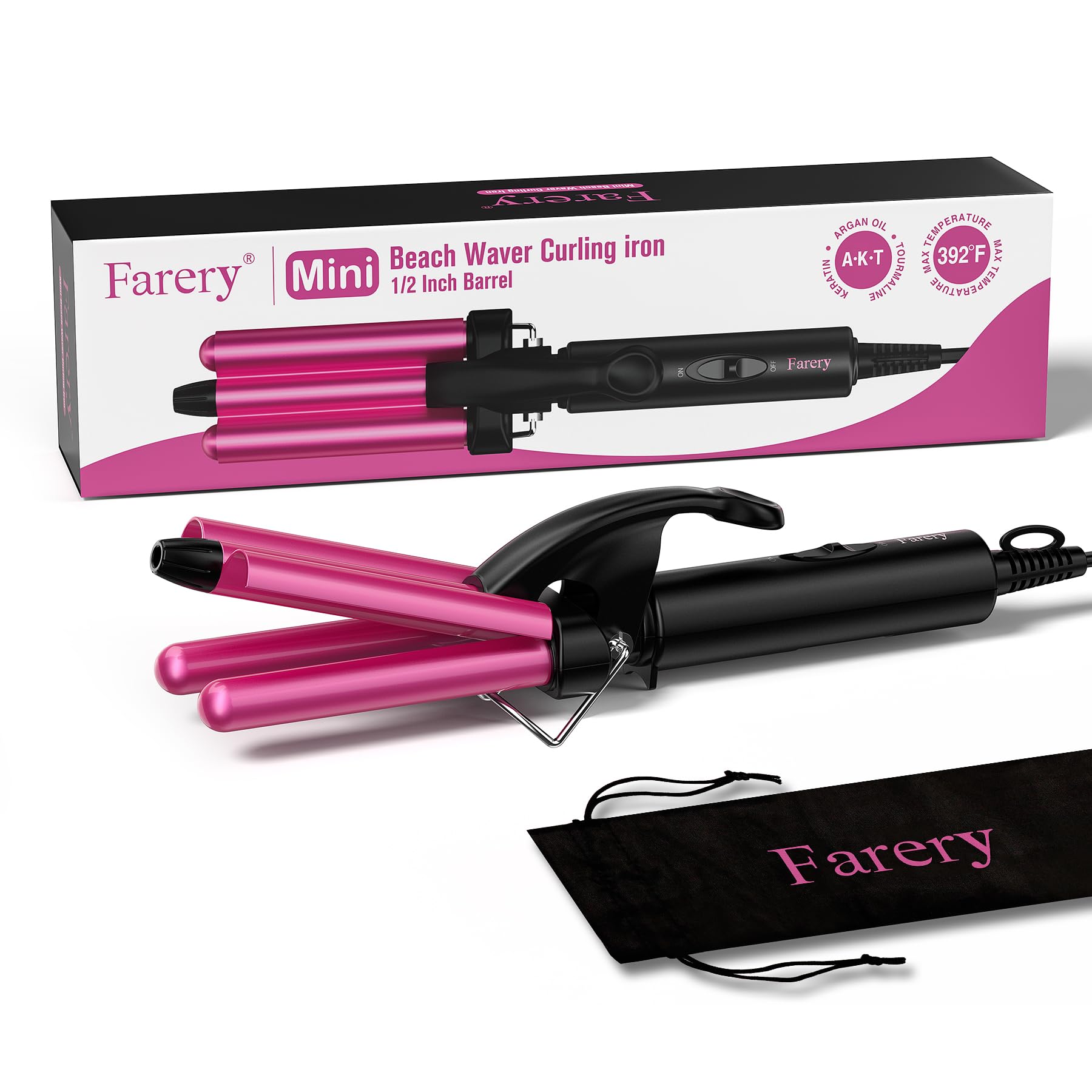 FARERY Mini Waver on dresser with smooth hair waves demo