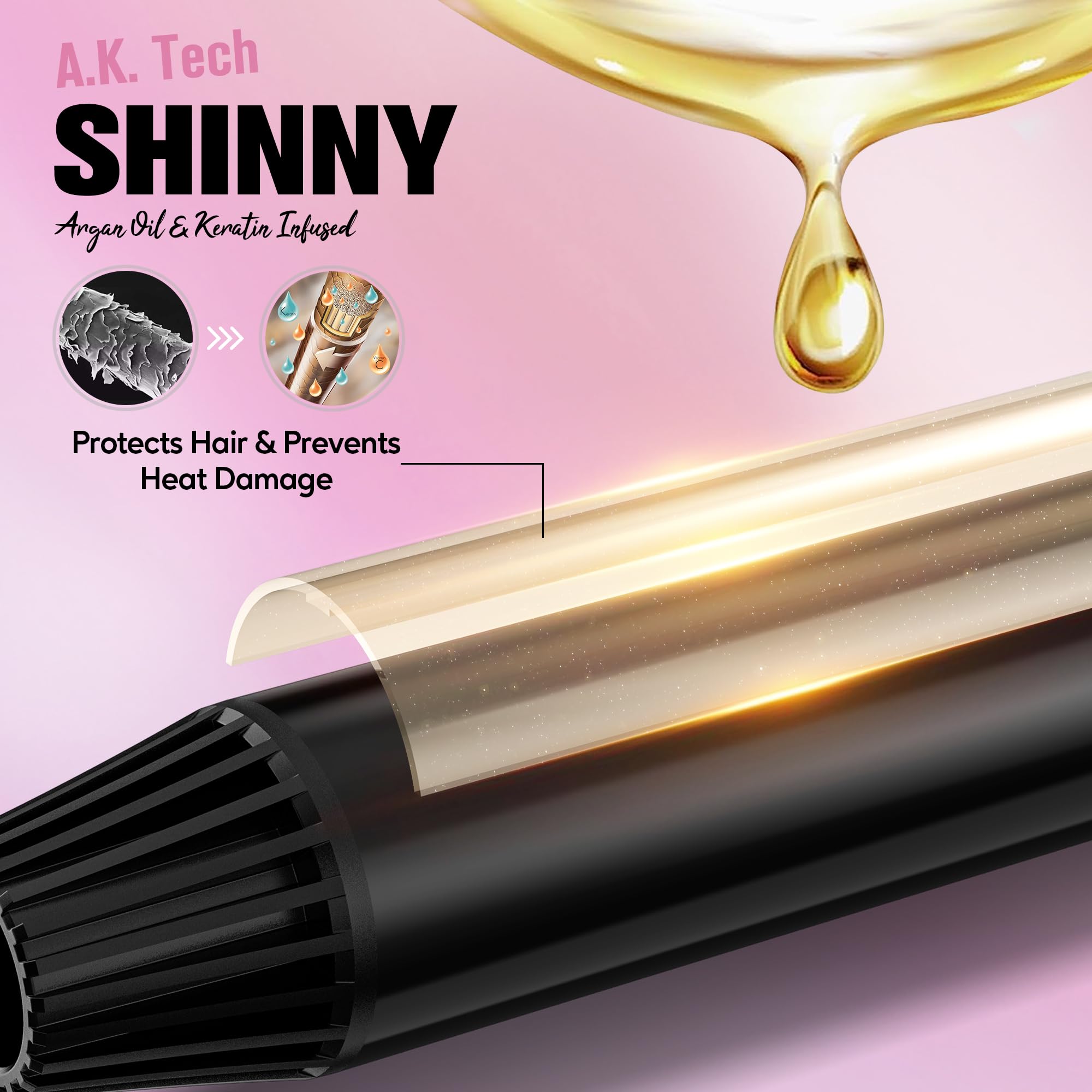 Farery tourmaline technology releasing negative ions for smoother hair