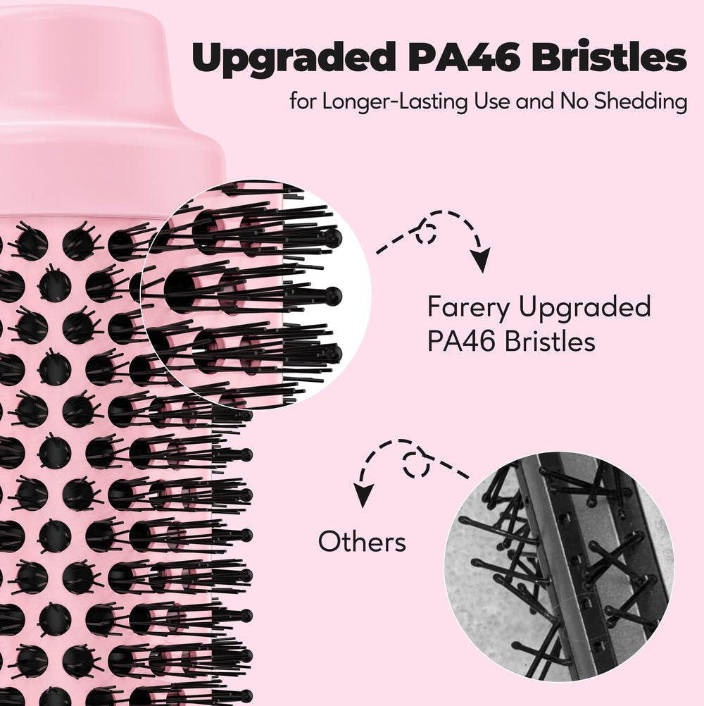 FARERY Upgraded Thermal Brush bristles detail showcases durable nylon PA46 for long-lasting performance